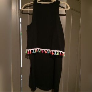 Black, multicolored tassel dress